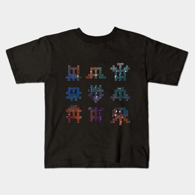 Watercolour Pixel Invaders Kids T-Shirt by randomgeekery